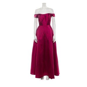 Off-the Shoulder red evening gown by Monique Lhuillier